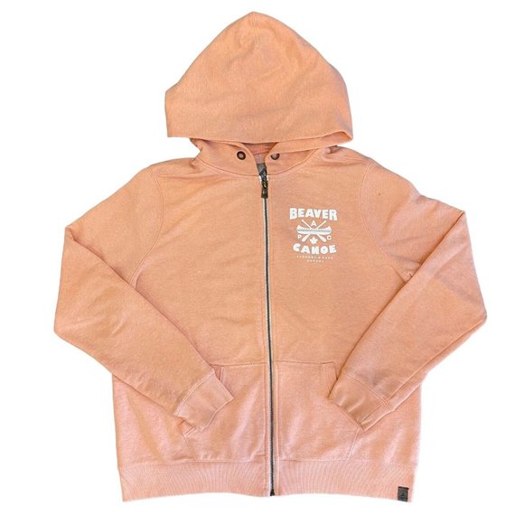 Beaver Canoe Hoodie Sweatshirt Womens XL Full Zip Algonquin Park Peach Pink - Picture 1 of 6